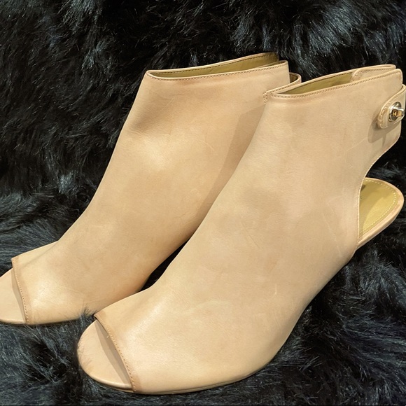 COACH VINTAGE Marietta Burnish Calf leather ginger peep toe kitten heels s10 NIB - Picture 6 of 11